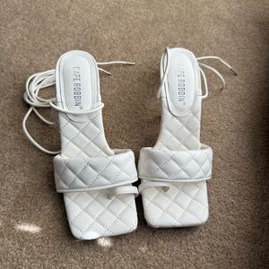 Cape Robbin Women's White Quilted Tie Up Heels